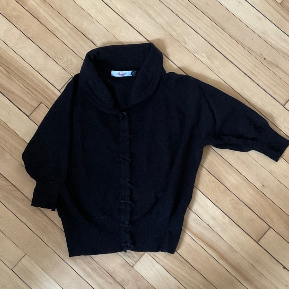 Elegant Black Cowl Neck Sweater, official name « April cardigan »